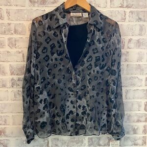 Vintage • New York City Design Co. • Sheer 2 Piece Leopard Button Down • Small